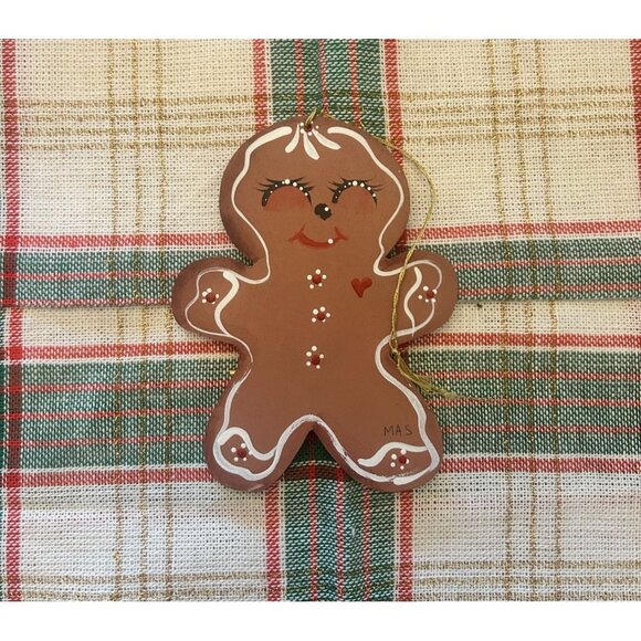 Hand-Painted Gingerbread Man Ornament 6" - Christmas Holiday Decor - Picture 1 of 3
